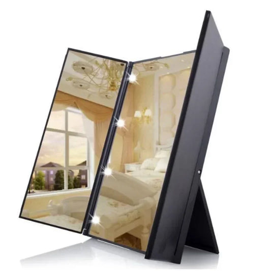 Portable 3-Sided LED Makeup Mirror